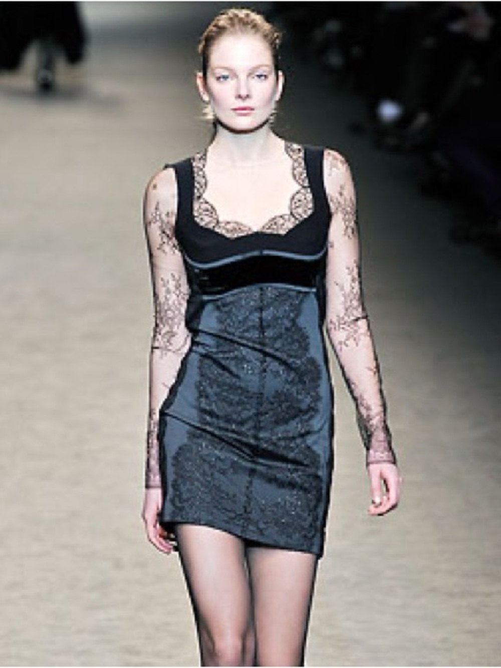 Stella McCartney Runway Little Black Lace Fall 2009 Wool Mini Dress 44 8